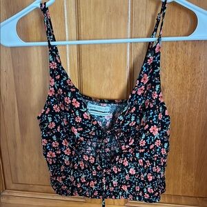 Floral Black Crop Top